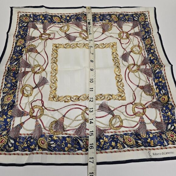 Roberta di Camerino Vintage Cotton Handkerchief Neckerchief Bandana Tassels - Picture 8 of 9